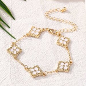 White Four Leaf Clover Bracelet